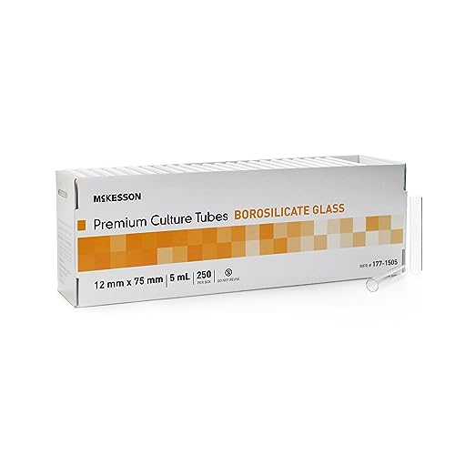 McKesson Glass Culture Tubes - Borosilicate Glass Test Tubes, Chemical Resistant Fire-Polished Rims, 5 mL Volume, 12 x 75 mm, 1000 Count