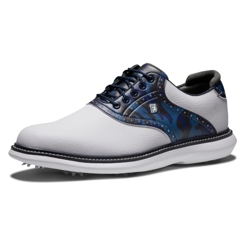 FootJoy Men's Traditions Previous Season Style Golf Shoe, White/Navy Camo, 10.5