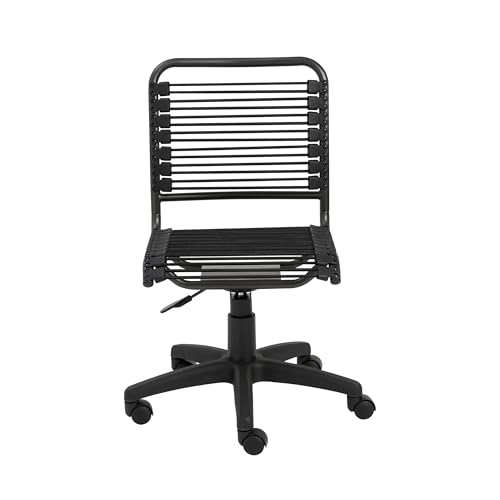 EURO STYLE Bungie Round Low Back Office Chair in Black with Graphite Black Frame and Base, Non-Tilt, 360° Swivel, Adjustable Height, Suitable for Home and Business