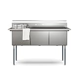 KoolMore 60 in. Three Compartment 18-Gauge Stainless-Steel NSF Commercial Kitchen Sink, Bowl Size 18x18x14, with Three Basins and Pre-Drilled Faucet Holes for Restaurants and Cafes (KM-SC181814-N3)