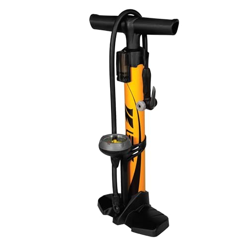 BV Bike Pump out of durable Steel - Bicycle pump 160 PSI high Pressure, Bike Tire Pump 17/24 inch Smart Valve Head, Schrader bike pump with gauge, Automatically Reversible Presta & Schrader, ball pump