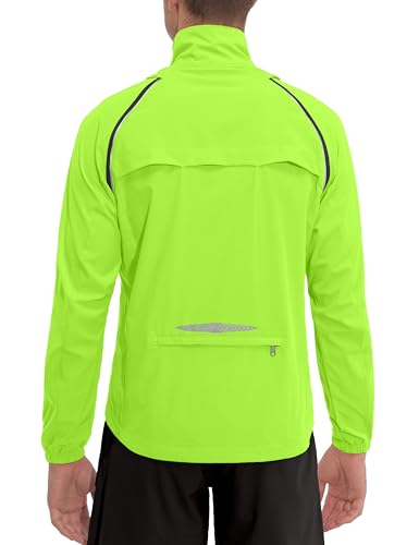 Little Donkey Andy Men's Quick-dry Running Jacket, Convertible UPF 50+ Cycling Jacket Windbreaker with Removable Sleeves, Fluorescent Yellow M
