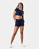 Kamo Fitness CozyTec Sweat Shorts Women High Waisted Lounge Comfy Casual Cotton Shorts with Pockets (Dark Iris, M)