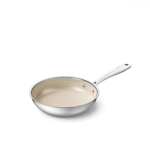 Redchef Mini Nonstick Frying Pan, Egg Pan Omelet Pan, Ceramic Honeycomb Skillet, Tri-Ply Stainless Steel Pan, Non Toxic, PFAS PFOA & PTFE Free,Compatible with All Cooktops
