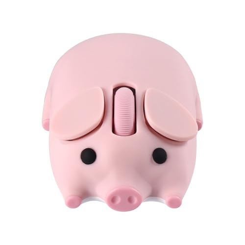 Cute Bluetooth Wireless Mouse with 2.4GHz USB Receiver, Cartoon Pig Dual Mode Computer Mouse Silent Clicks, Optical 1200DPI Mice for Laptops Mac iPad PC Chromebook Office Students Home(Pink)