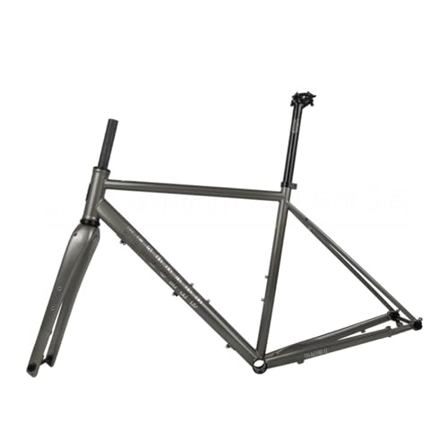 FXTYRXJ Bikes Framest Road Bike Frame 700C Thru Axle Frame 100/142mm Disc Brake Frame 44cm 47cm 50cm 53cm 56cm Cr-mo Steel Bike Frame Shifter Internal Routing BSA BB68mm(Silver Grey,53cm)