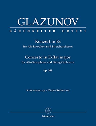 Glazunov: Alto Saxophone Concerto in E-flat Major, Op. 109 (Solo Part with Piano Reduction)