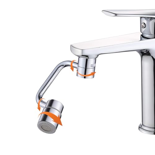 1080° Swivel Faucet Extender,360° Faucet Aerator- 2 Spray Modes, Brass Materials, Faucet Extender for Kitchen Sink & Bathroom Sink, Aerator For Sink Faucet(Silver)