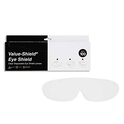 Value-Shield Clear Disposable Medical/Dental Eye Shield Lenses in Black - White Dispenser Box - 100 Lenses Per Box - Frames NOT Included -Sold Separately Unisex
