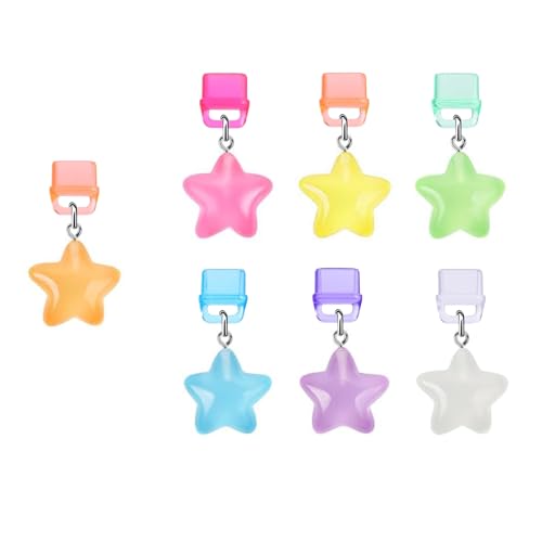 Agromusk Kindle Dust Plug Charm,7 Pack Cute Bookish Star Glow in the Dark Charms Compatible with Kindle Paperwhite 2021 Released,Type C/USB C Dust Plug Port Cover Accessories for IPhone Gift (Star)