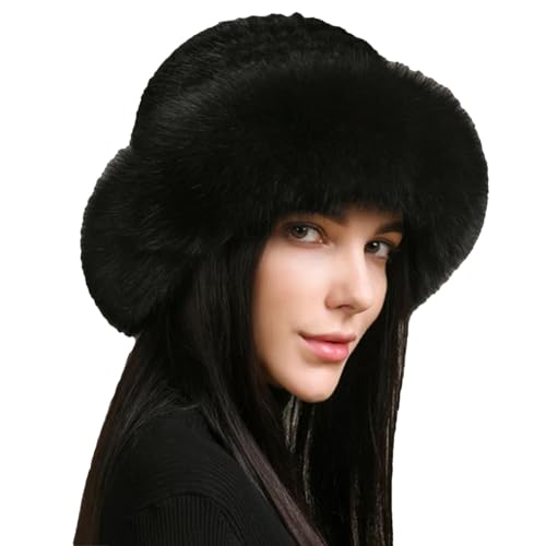 Women Knitted Mink Fur Hat Cap Luxury Handmade Knit Fashion Winter Headwear Warm Real Fur Beanies Black