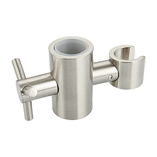 Brass Shower Bar Holder Replacement, Biveah Brushed Nickel Shower Bracket Holder Angle Adjustable for 25MM O.D Shower Slide Bar, KZS019NA