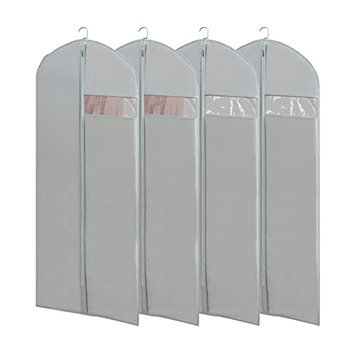 Dress Bags for Gowns Long, 65'' Long Dress Clear Garment Bag(Set of 4, 23.3'' X 65'')