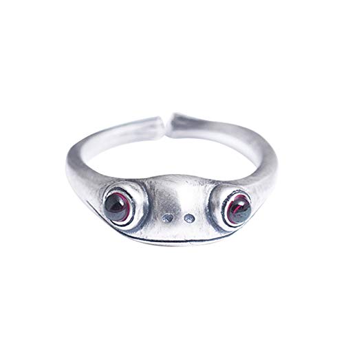 oufenli Personalized Vintage frog prince Ring Unique Design Animal Retro Ring for Women Ladies Ring Adjustable Rings For Women Jewelry Gift Fashion Accessories (red)