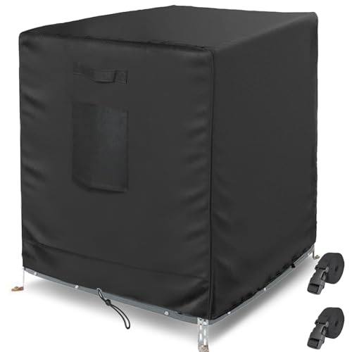 Bstge Central Air Conditioner Cover for Outside Units, AC Covers for Outside Winter with 2 Straps, Waterproof Cover Fit up to 30x30x32 inchs (Black)