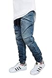 URBANJ Men's Stretch Twill Drop Crotch Jogger Pants S-5XL (M, Dk.Indigo Denim)