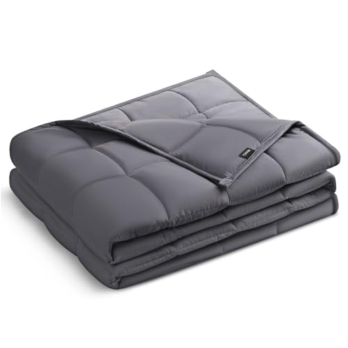 ZonLi Weighted Blanket (60"x80", 20lbs, Dark Grey) Queen Size Weighted Blanket for Adults, High Breathability Heavy Blanket, Soft Material with Premium Glass Beads