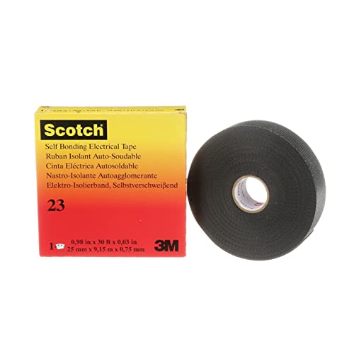 3M Scotch Rubber Splicing Tape 23, 1 in x 30 ft, Black, Professional Premium Grade, Self-Fusing (EPR based) Rubber Electrical Insulating Tape, Highly Conformable, MRO, Electrical Construction, 1 Roll