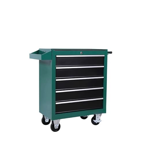 DA-25 Multi-Functional 5 Drawer Storage Tool Box Trolley Workshop Hardware Mobile Auto Car Repair Maintenance Toolkit Cabinet(Green)