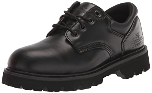 Thorogood Uniform Classics Steel Toe Oxford Work Shoes for Men and Women Featuring Polishable High-Shine Leather, Goodyear Storm Welt, and Non-Slip EVA Lug Outsole, Black - 11 M
