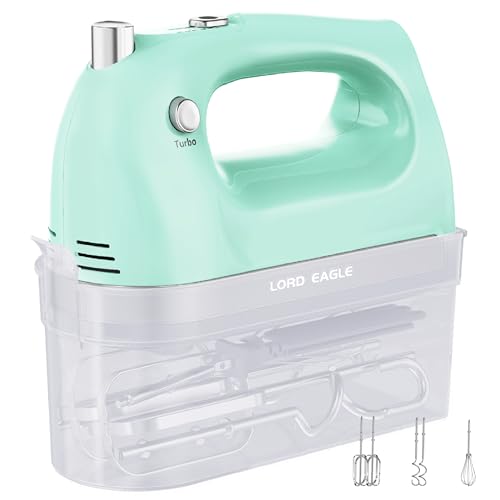 Lord Eagle Hand Mixer Electric 400W, 5 Speed handheld Mixer, 5 Stainless Steel Accessories for Baking Cake Egg Cream Food Beater, Turbo Boost/Self-Control Speed + Eject Button