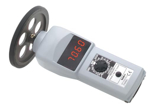 Shimpo DT-107A-S12 Contact Handheld Tachometer with 12" Wheel, LED Display, 0.10-25000 RPM Range