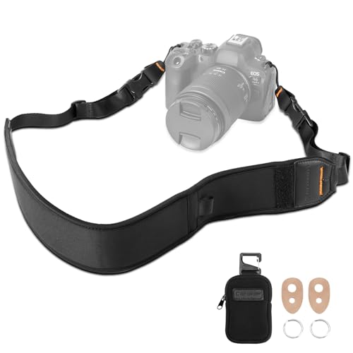 K&F Concept Camera Neck Strap for Photographers, Soft Neoprene Adjustable Shoulder Belt with Zipped Pockets Compatible with Sony Canon Nikon Fuji DSLR SLR Mirrorless Camera