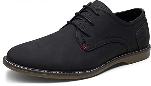 Jousen Men's Oxford Suede Business Casual Dress Shoes Plain Toe Oxfords Classic Formal Derby Shoes (AMY615 Black 14)