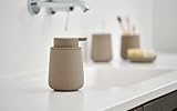 Zone Denmark Nova One Ceramic Storage Box with Lid for Bathroom Utensils Such as Cotton Pads & Cotton Buds Diameter 3.3", Height 3.39", Capacity 290 ml,Taupe