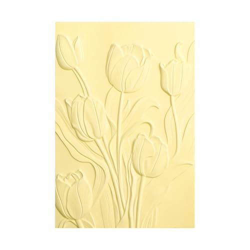 Briartw 3D Embossing Folder for Card Making Adding Textured Detail to Paper Crafting 6.3x4.5inch Clear Texture Plate Perfect for Heavyweight Cardstock (≥250gsm/92lb),Tulip Texture Template