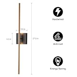 KUZZULL Modern Light Fixture Set of Two 27.8x4.3x3.4in Black and Brass Gold Sconces 1200Lm LED Wall Lights for Bathroom, Living Room, Corridor