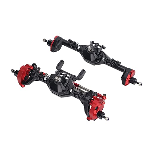 Front Rear Portal Axle Set, 223mm Fit Raised RC Portal Axle for RC Model (Black Red)