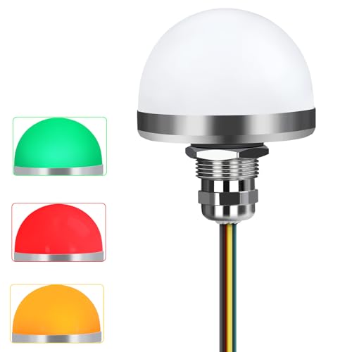 Small Industrial Warning Lights 44mm 24V DC/AC LED 3 Colors 1 Layer, Column Signal Tower Indicator Lamp Beacon Red Green Yellow LED Light with 45cm Wires