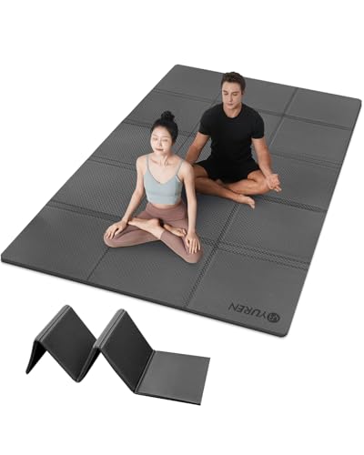 RYTMAT Yoga Mat Thick 10mm Foldable Gym Mat Extra Large 6'x4' Extra Wide Workout Mat Non Slip TPE Floor Mats for Yoga Pilates, Cardio, Exercise Equipment - Black