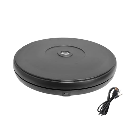 fotoconic Black Electric Motorized Rotating Turntable Display Stand with LED, 10 Inch / 25cm Diameter, 20 Lb Centric Loading for Shop Display