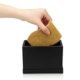 Essentra Home Matte Black Kitchen Sponge Holder, Modern Kitchen Sink Caddy with Drain Tray