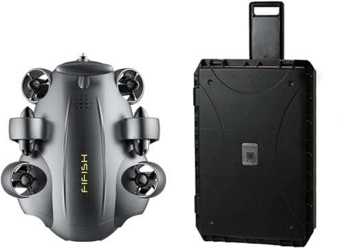 QYSEA FIFISH V6 Expert M200 with Industrial Case, AI Vision Lock Underwater Drone, QYSEA Underwater Robot with 6 Hours Working Time, Q-interface, Portable ROV with 4K Camera,660ft Dive