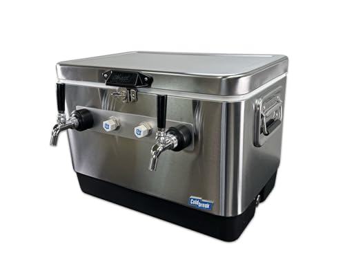 Coldbreak, 2-Tap, 100 Foot Jockey Box, Portable Bar, Professional Grade, 100' Stainless Coils, Front Input, Stainless Steel