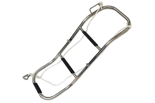 Vinland Marine 3 Step Inflatable Boat Ladder, 304 Stainless Steel, 300 lbs Capacity, for Inflatable Dinghy, Pontoon Boat, Rope Ladder Alternative, with 6' Rope Lanyard and Spring-Loaded Carabiner