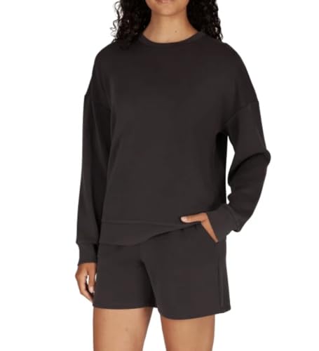 LazyPants Women's Long Sleeve Luxe Crewneck Pullover (US, Alpha, Medium, Regular, Regular, Charcoal)