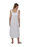 LA CERA Women's Plus Size Sleeveless Embroidered Nightgown, 100% Cotton, Side Pockets, Lace Inset V-Neckline White