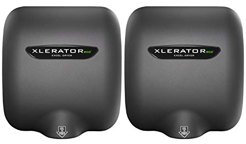 Excel Dryer XLERATOReco XL-GR-ECO 1.1N High Speed Commercial Hand Dryer, Graphite Textured Cover, Automatic Sensor, Surface Mount, Noise Reduction Nozzle, LEED Credit, No Heat 4.5 Amps 110/120V (2 PK)