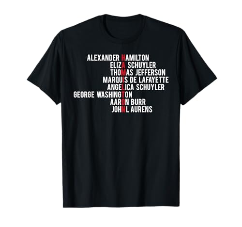 Hamilton, Eliza, Jefferson, Angelica, & Burr Names Shirt T-Shirt
