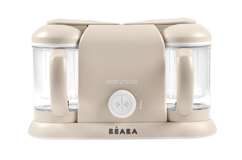 BEABA Babycook Duo 4 in 1 Baby Food Maker, Puree Steamer and Blender for Purees, Grinder with Auto Steam Cooking, Lrg 9.1 Cup Capacity, Makes 54 Servings in 20 Mins, Oat