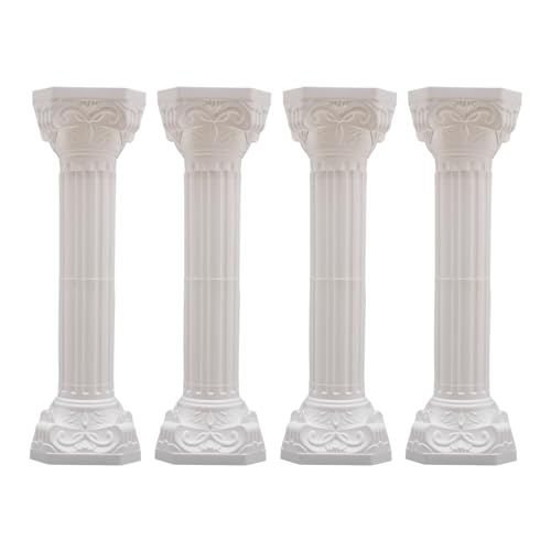 Roman Pillars Decoration Party Flower Pot Columns Set 4Pcs Decor Pedstal Stand 10.63x34.65in Style2 Flower Floral Wedding Party Event Road Decorative Columns (10.63 * 34.65in Style2)