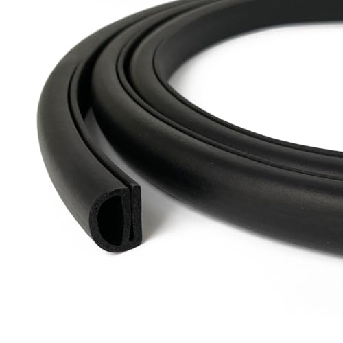 E Shape Foam Rubber Seal Strip, EPDM Rubber Weather Stripping Gasket for Auto, Boat, Garage Door/Window, Refrigerator Door Replacement Gasket, Machinery, Home Application and More, Black(13Feet)