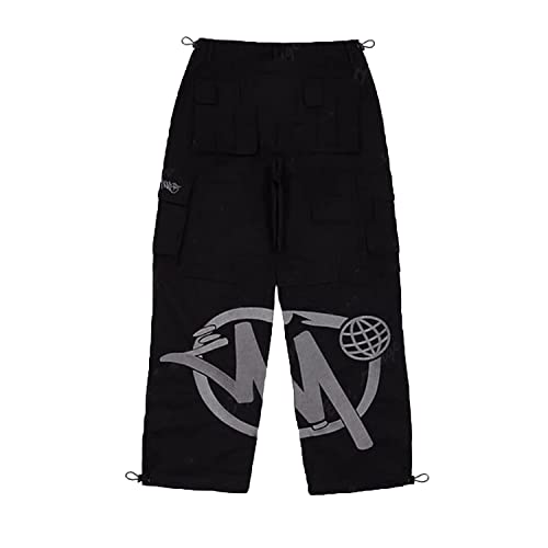 KOBPT High Waist Baggy Jeans Mens Y2K Minus Two Cargo Pants New Harajuku Hip Hop Gothic Loose Joggers Overalls Streetwear Black-Grey