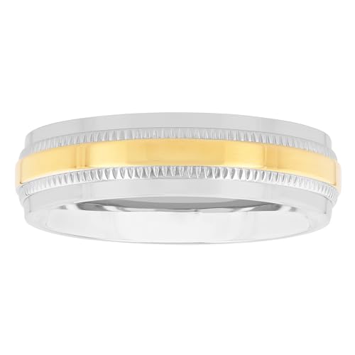 Men's Wedding Band Stainless Steel Rings 6mm Two Tone Classic Sturdy Size 8