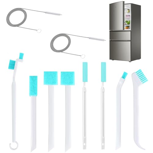 UGpine 8 Pcs Refrigerator Drain Hole Clog Remover Cleaning Tool, Fridge Ice Maker Cleaning Brush Set, Ice Machine Cleaning Tools with 2 Pcs Drain Pipe Brush Nylon Bristles