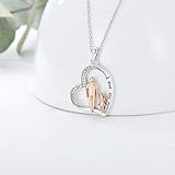 PROESS S925 Sterling Silver Daughter Heart Pendant Necklace from Dad Mom I Love You Forever Jewelry (Father Daughter Necklace)